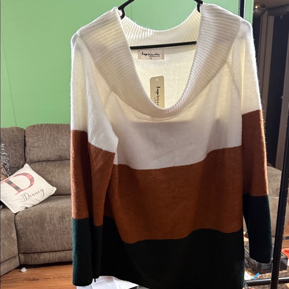 Impressions Multicolor Cowl Neck Sweater